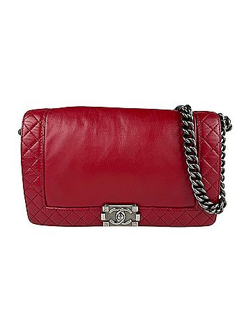 Chanel Red Color Leather Metal Shoulder Bag (view 1)