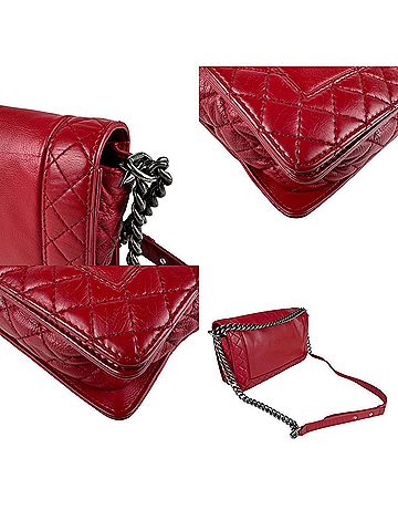 Chanel Red Color Leather Metal Shoulder Bag (view 2)