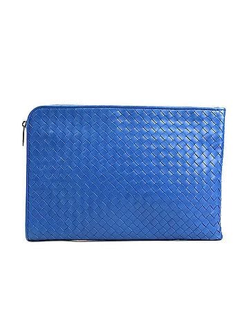 Bottega Veneta Blue Leather Clutch Bag (view 1)