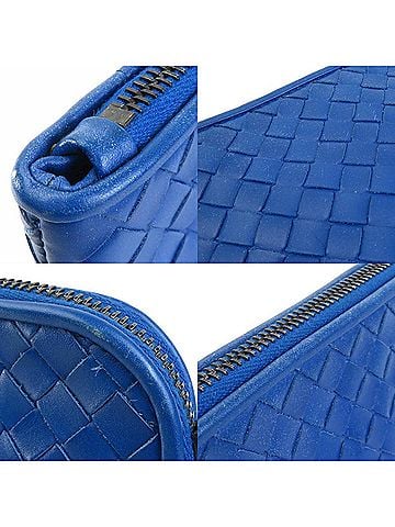 Bottega Veneta Blue Leather Clutch Bag (view 2)