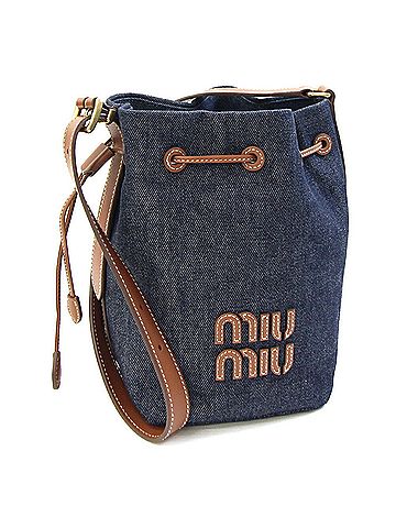 Miu Miu Blue Brown Denim Leather Shoulder Bag (view 1)