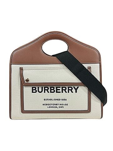Burberry Beige Brown Canvas Leather Shoulder Bag (view 1)