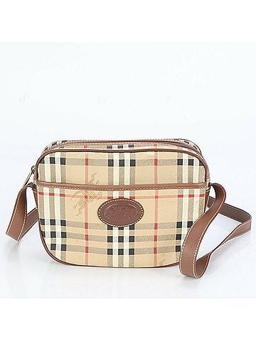 Burberry Brown Coated Canvas Leather Shoulder Bag (view 1)