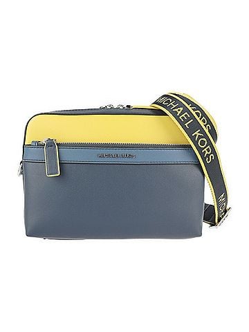 Michael Kors Multi-Color Navy Yellow Leather Clutch Bag Messenger Bag Shoulder Bag (view 1)