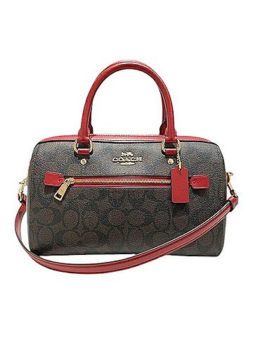 Coach Signature Brown Red Color Pvc Handbag Shoulder Bag (view 1)