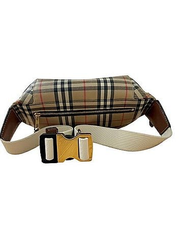 Burberry Beige Cotton Leather Fanny Pack Sling Bag (view 2)
