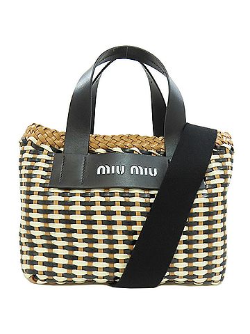 Miu Miu Black Brown White Leather Handbag (view 1)