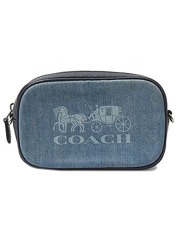 Coach Blue Navy Pink Denim Leather Shoulder Bag Sling Bag (view 1)
