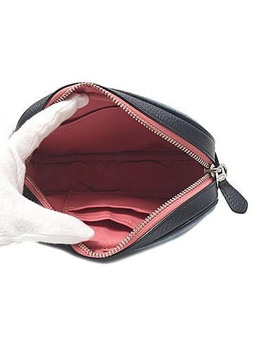 Coach Blue Navy Pink Denim Leather Shoulder Bag Sling Bag (view 2)
