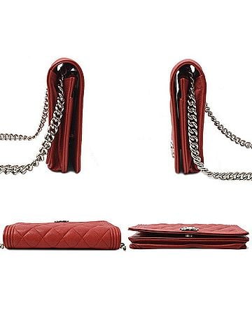Chanel Boy  Red Color Grained Calfskin Shoulder Bag (view 2)
