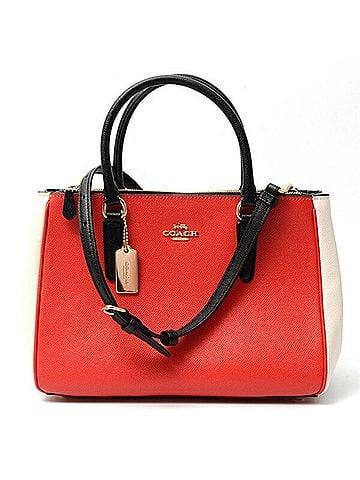 Coach Black Red Color White Leather Handbag Shoulder Bag (view 1)