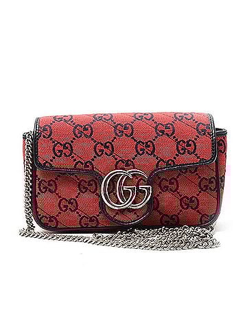 Gucci Gg Marmont Red Color Canvas Leather Shoulder Bag (view 1)