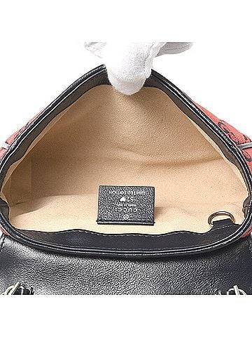 Gucci Gg Marmont Red Color Canvas Leather Shoulder Bag (view 2)