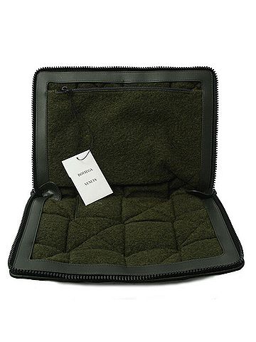 Bottega Veneta Intrecciato Dark Khaki Leather Clutch Bag (view 2)