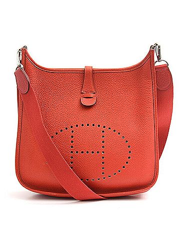 Hermès Evelyne Red Color Taurillon Clemence Leather Shoulder Bag (view 1)