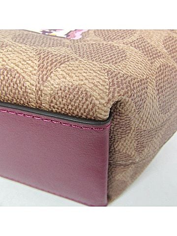 Coach Signature Beige Brown Purple Leather Pvc Shoulder Bag (view 2)