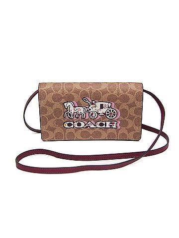 Coach Signature Beige Brown Purple Leather Pvc Shoulder Bag (view 1)