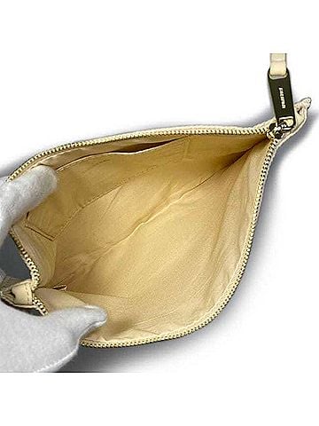 Burberry Beige Cream Gold Canvas Leather Clutch Bag Pouch (view 2)