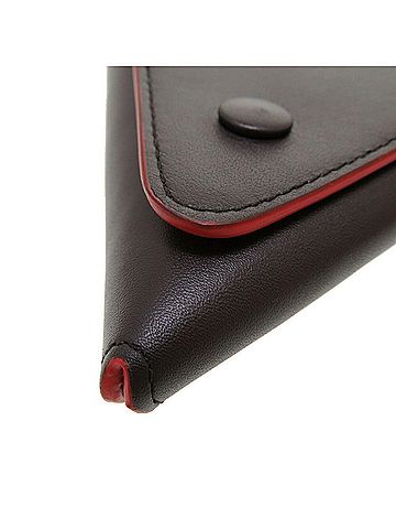Bottega Veneta Black Red Color Leather Clutch Bag (view 2)