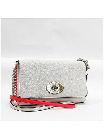 Coach Pink White Leather Shoulder Bag (view 1)