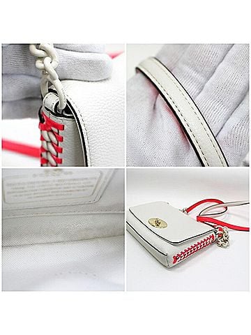 Coach Pink White Leather Shoulder Bag (view 2)