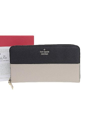Kate Spade New York Beige Black Leather Long Wallet (Bi-Fold) (view 1)