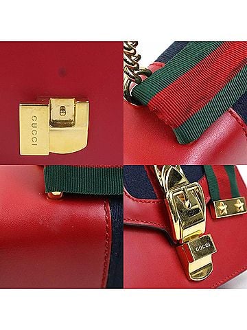 Gucci Red Color Leather Shoulder Bag (view 2)