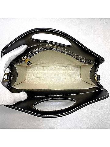 Burberry Black White Canvas Leather Handbag (view 2)