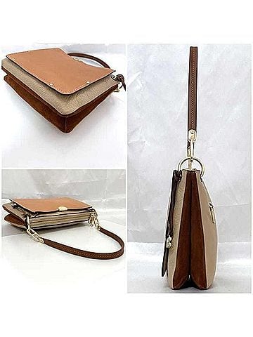 Coach Beige Brown Orange Leather Shoulder Bag (view 2)