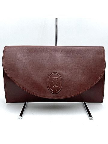 Cartier Wine Red Leather Clutch Bag (view 1)