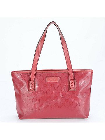 Gucci Red Color Leather Coated Canvas Shoulder Bag (view 1)