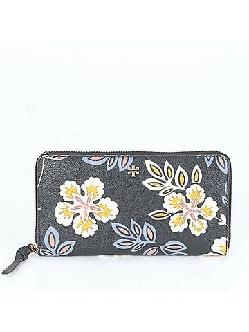 Tory Burch Black Leather Coated Canvas Long Wallet (Bi-Fold) (view 1)