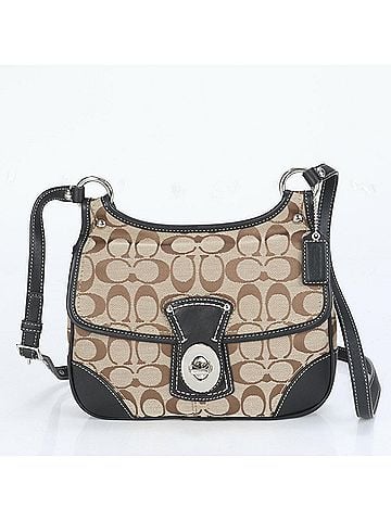 Coach Brown Leather Canvas Shoulder Bag (view 1)