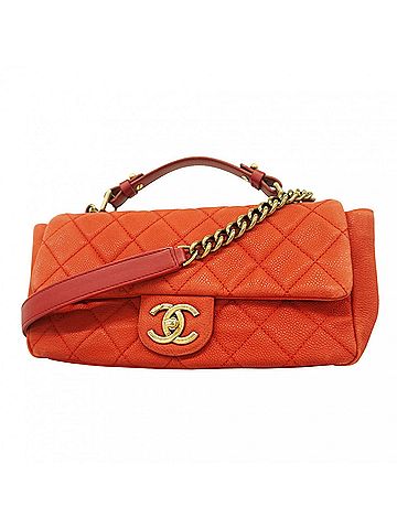 Chanel Red Color Grained Calfskin Shoulder Bag (view 1)