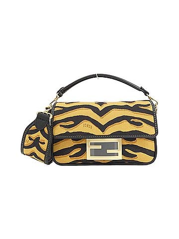 Fendi Baguette Black Yellow Canvas Leather Handbag (view 1)