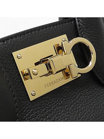 Salvatore Ferragamo Black Leather Handbag Pouch (view 2)
