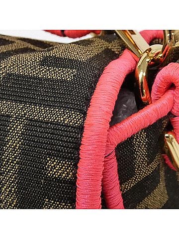 Fendi Baguette Brown Pink Nylon Handbag (view 2)