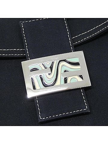 Fendi Navy Canvas Shoulder Bag (view 2)