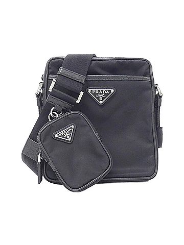 Prada Saffiano Nero Tessuto Pouch Shoulder Bag (view 1)