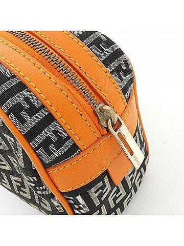Fendi Black Orange Canvas Handbag (view 2)