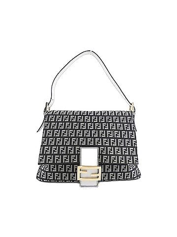 Fendi Black White Canvas Leather Shoulder Bag (view 1)