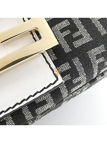 Fendi Black White Canvas Leather Shoulder Bag (view 2)