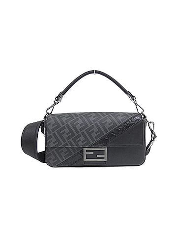 Fendi Black Coated Canvas Leather Shoulder Bag (view 1)