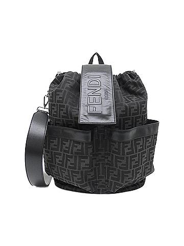Fendi Black Gray Canvas Leather Backpack (view 1)