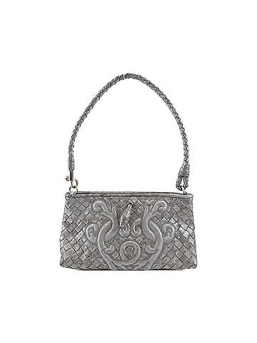 Bottega Veneta Silver Leather Shoulder Bag (view 1)