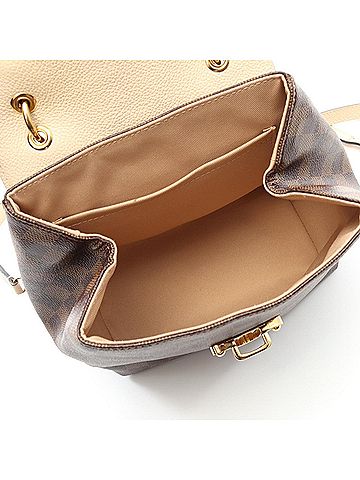 Louis Vuitton Beige Brown Coated Canvas Leather Backpack (view 2)