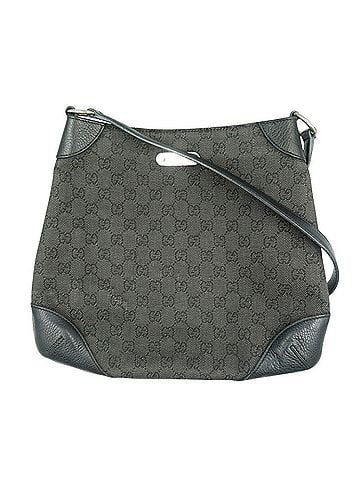 Gucci Black Gg Canvas Leather Shoulder Bag (view 1)