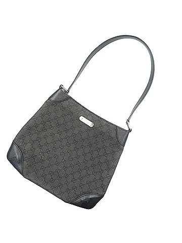Gucci Black Gg Canvas Leather Shoulder Bag (view 2)