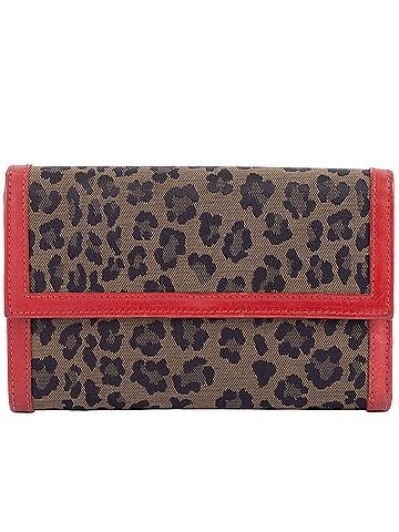 Fendi Brown Red Color Canvas Leather Wallet (Tri-Fold) (view 1)
