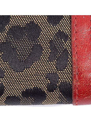Fendi Brown Red Color Canvas Leather Wallet (Tri-Fold) (view 2)